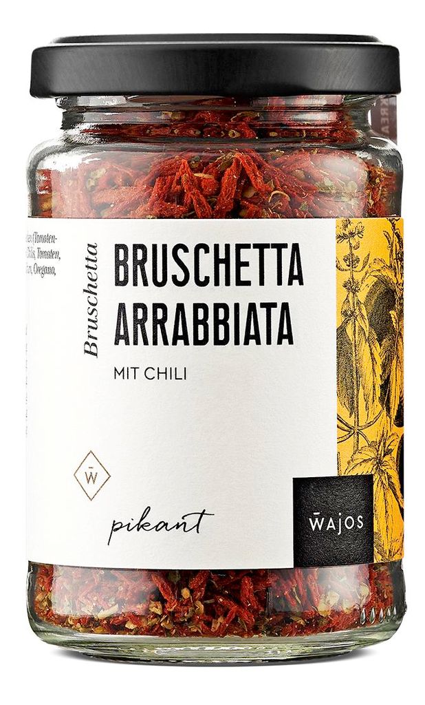 Wajos Bruschetta Arrabbiata mit Chili - Gewürzmischung für feurige, italienische Vorspeisen 95g