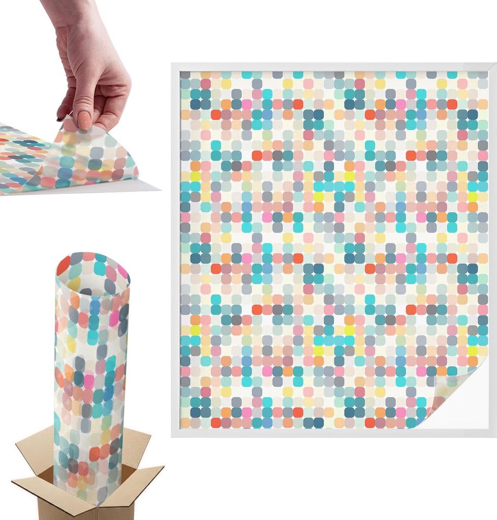 Buntglasfolie für Fenster – 116x100 cm – Stained-Glass-Fensterfolie, dekorativ & blickdicht – Selbstklebende Glasdekorfolie im Buntglas-Desi...