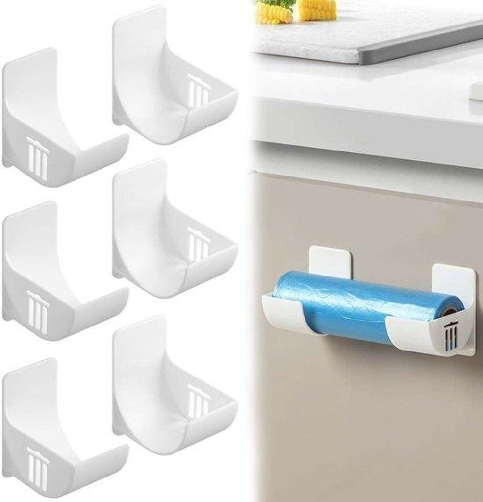 Unyqoos Set aus 6 wandmontierten Müllsäckhaltern für effiziente Küchenorganisation