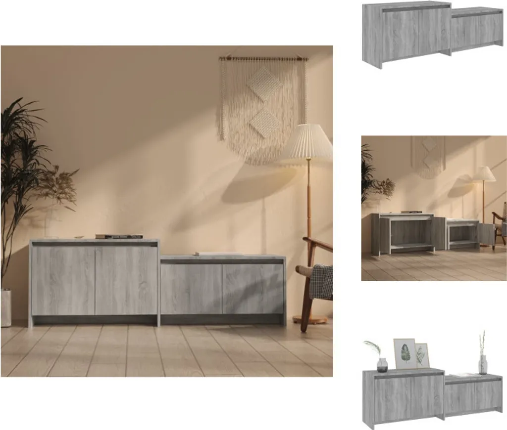 Mobile Soggiorno vidaXL Grigio Rovere Sonoma 146 cm | Look Industrial