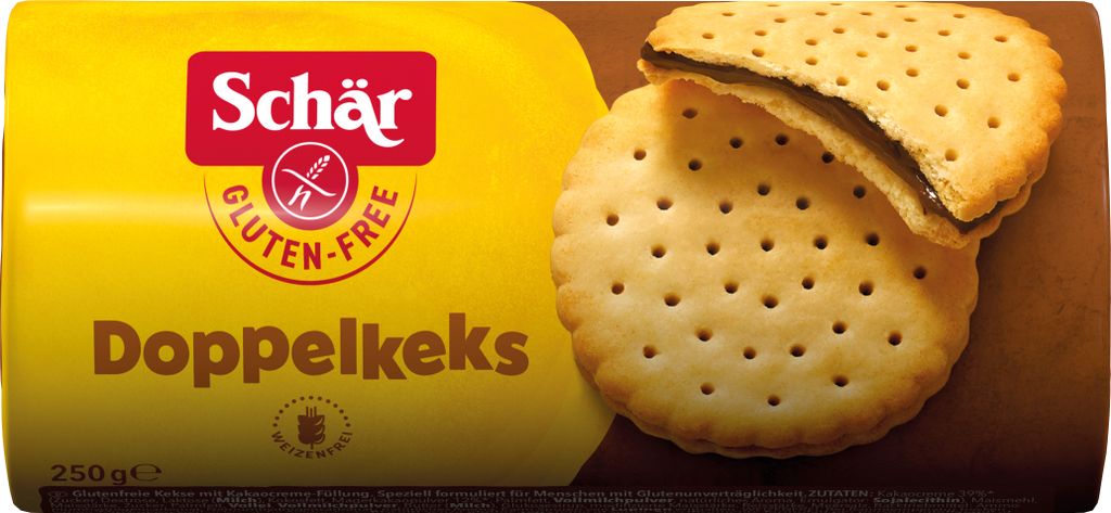 Dr. Schär Maxi Sorrisi, Plätzchen, Kakao, 474 kcal, 1988 Produktbild 