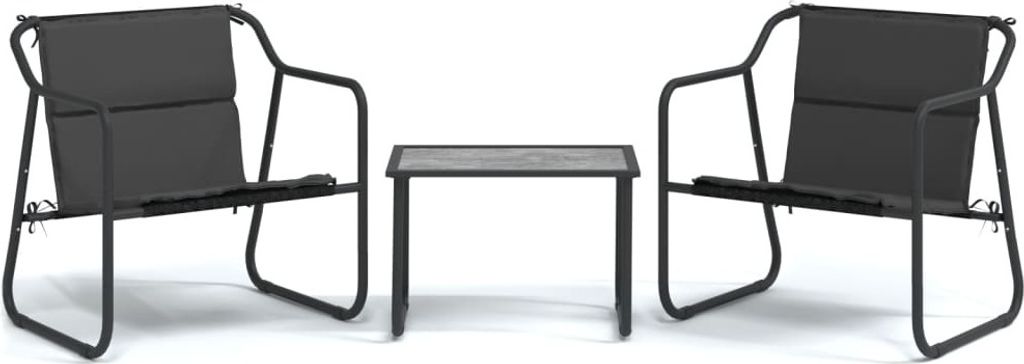 vidaXL 3-tlg. Garten-Lounge-Set mit Kissen Anthrazit Stahl Produktbild 