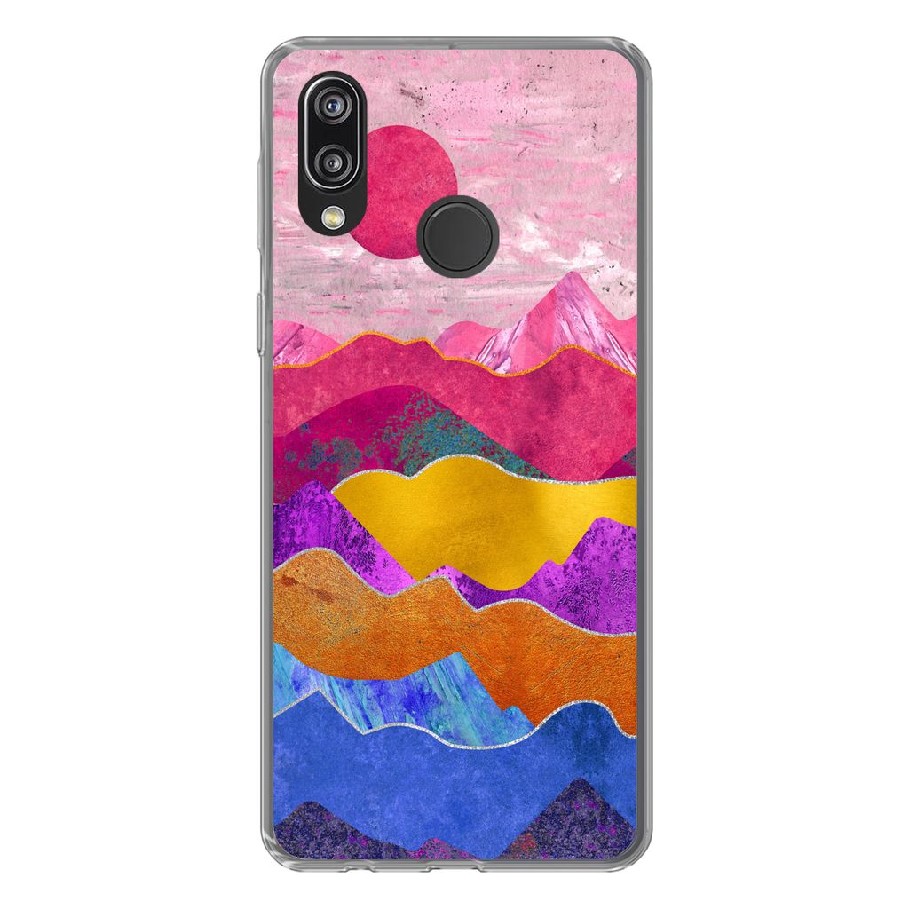 MuchoWow Handyhülle Schutzhülle Hülle für Huawei P20 Lite (2020) Stolz - Bi - Marmor Silikon Softcase Handy Hülle - Kartenhalter