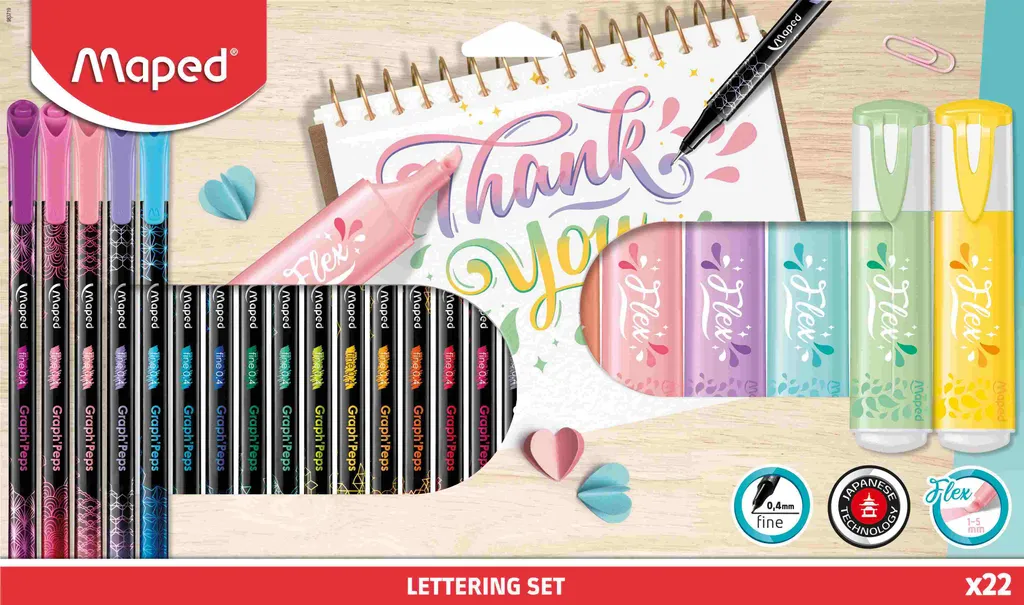 Set Hand Lettering Maped 983719 - 22 Pezzi per Grafica e Calligrafia