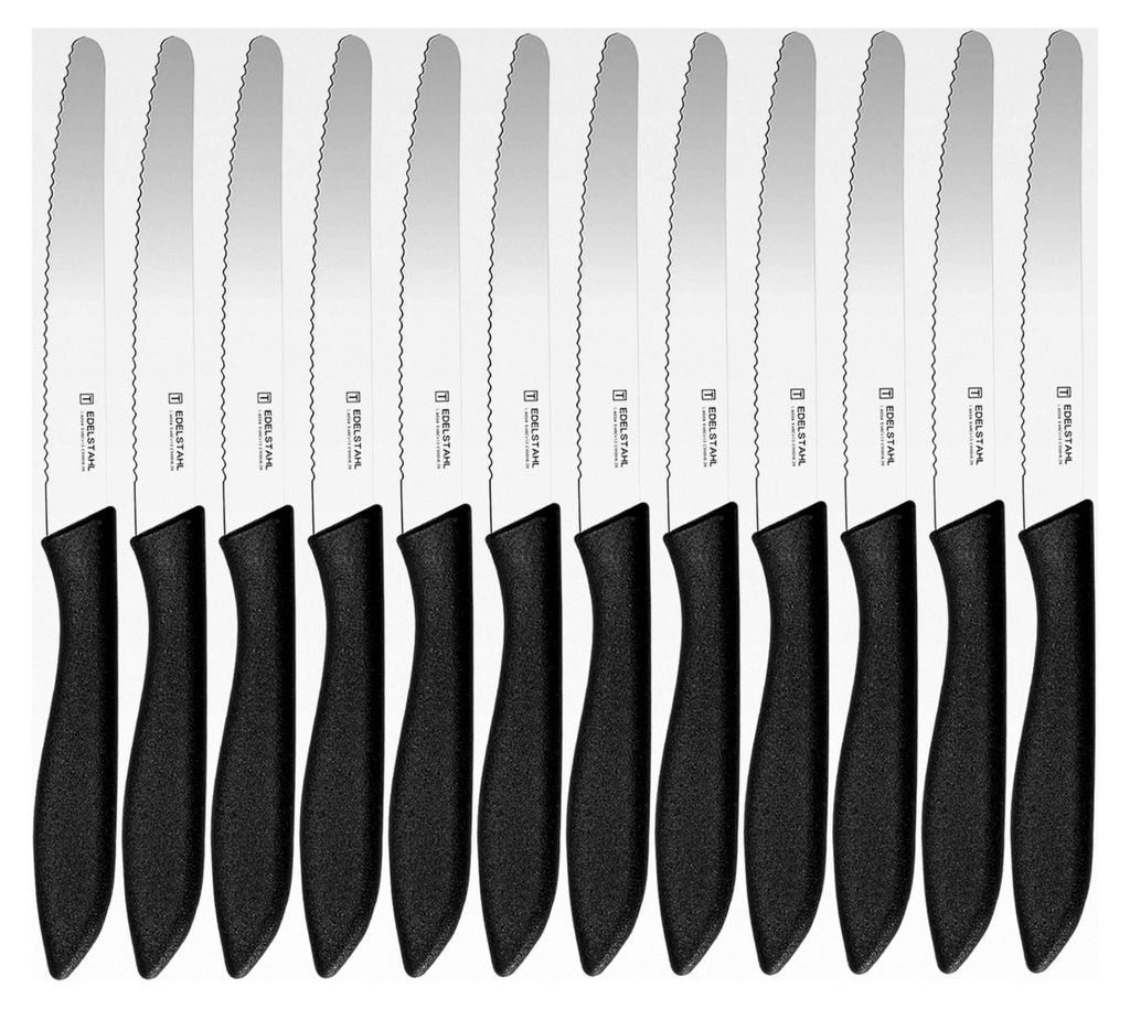 12-teiliges Frühstücksmesser-Set, Brötchenmesser mit Wellenschliff, Brotzeitmesser, Tomatenmesser, Buttermesser, scharfes Tafelmesser, Spezialkl...