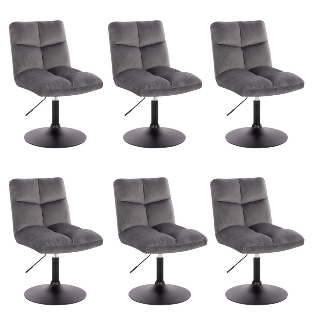 HOME DELUXE - Barhocker ACE - 6er Set, Farbe: Hellgrau- 360 Grad drehbar, Höhenverstellbar, weiche Polsterung, bis 120 kg belastbar I Küchenstuhl...