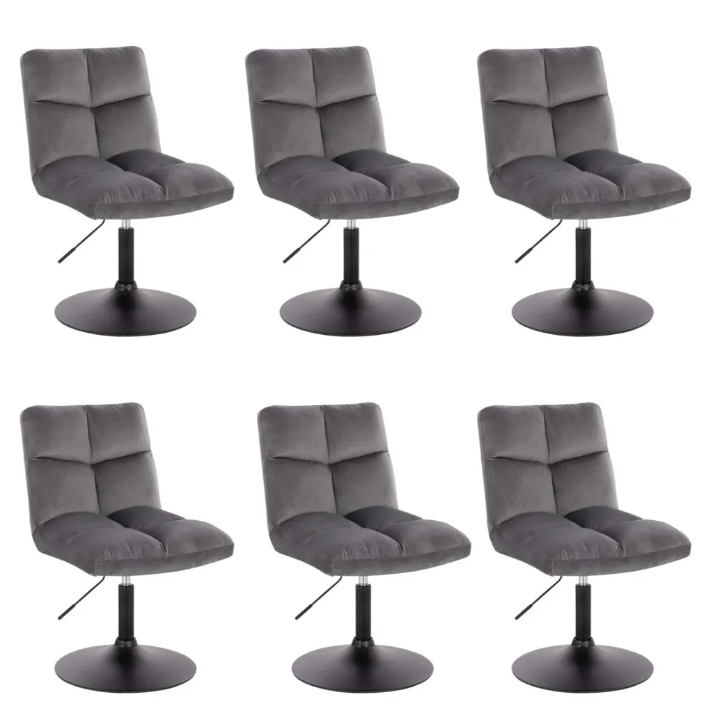 Chaises de Bar Réglables ACE Lot de 6 en Tissu Gris Clair Home Deluxe