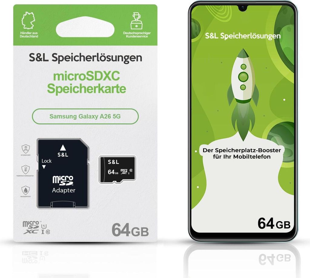 microSD Speicherkarte S&L für Samsung Galaxy A26 5G - Speicherkapazität: 64 GB