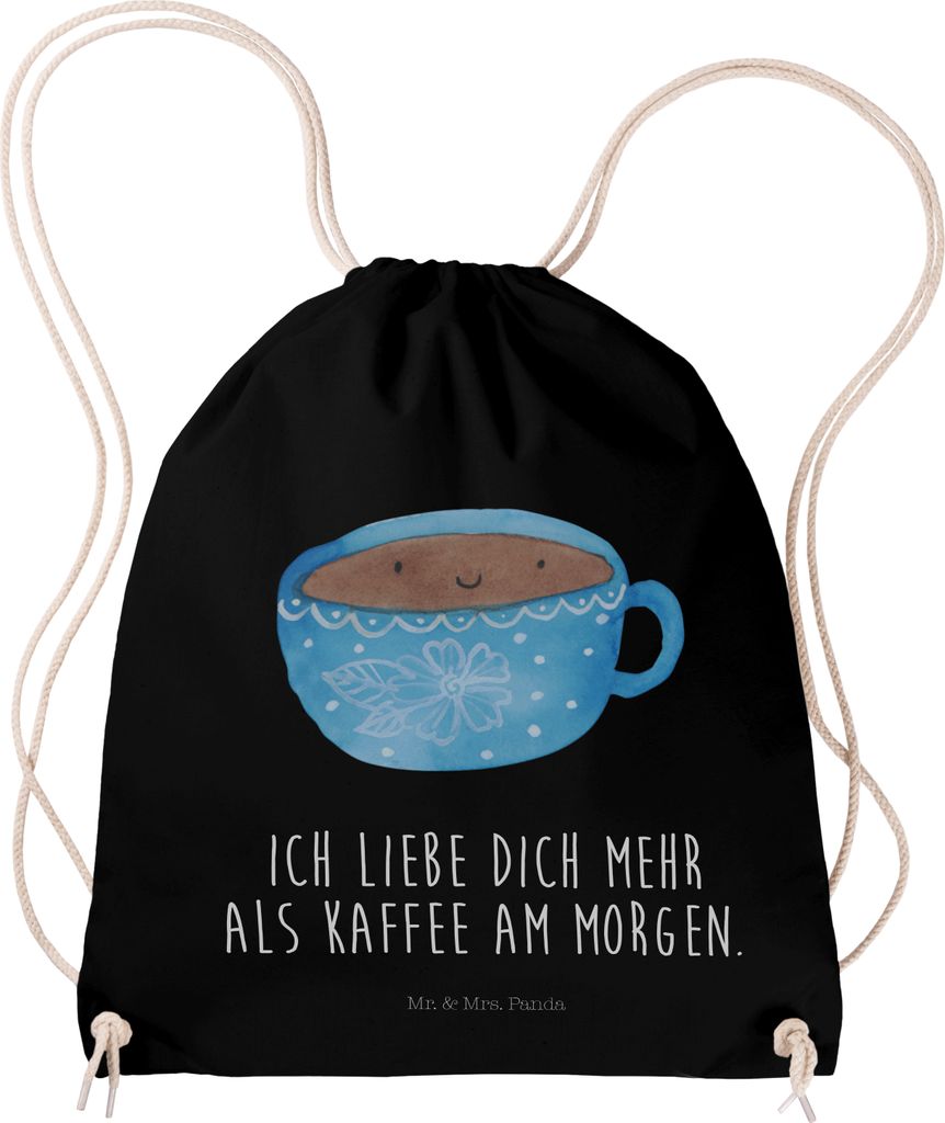Mr. & Mrs. Panda Stoffbeutel Kaffee Tasse - Schwarz - Geschenk, gym tasche, Liebe, Sportbeutel, wander rucksack, Genuss, beutel, Lustige Sprüche, ...