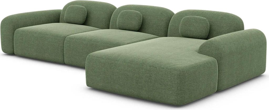 Strukturstoff L-Form Sofa Nuvia Grün Rechts
