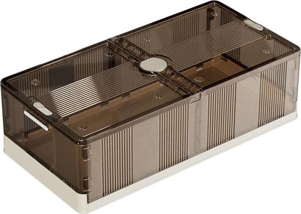 Unterbett-Aufbewahrung 2er-Set - Aufbewahrungsbox - Kunststoff - Faltbar mit Rollen - Extra groß - Staubdicht - Rechteckig - Transparent Braun