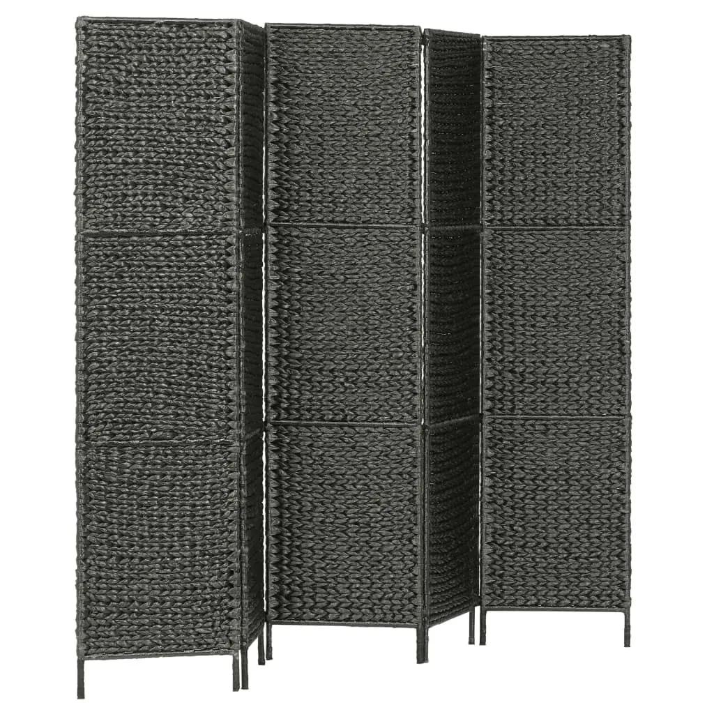 vidaXL Paravent 5 volets noir 193x160 cm en jacinthe d'eau tressée