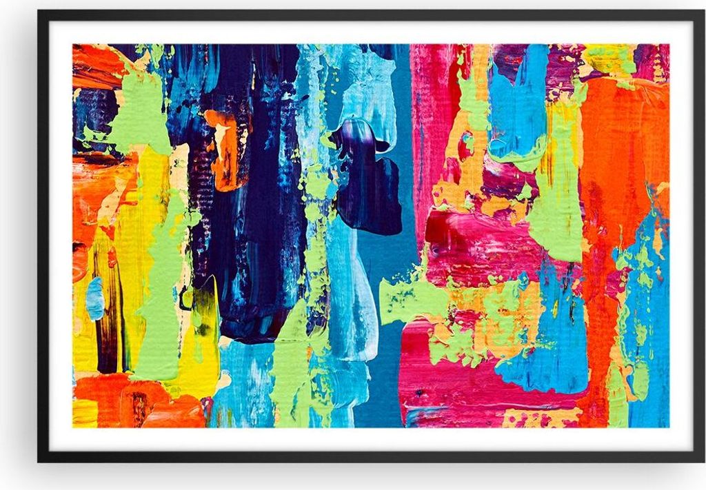 Gerahmtes Poster - Schwarzer Rahmen - Abstraktion Design Grafik - 91,5x61 cm - Wand Bild - Wanddeko - Wandbilder - Wandposter - Bilderrahmen - Bild...