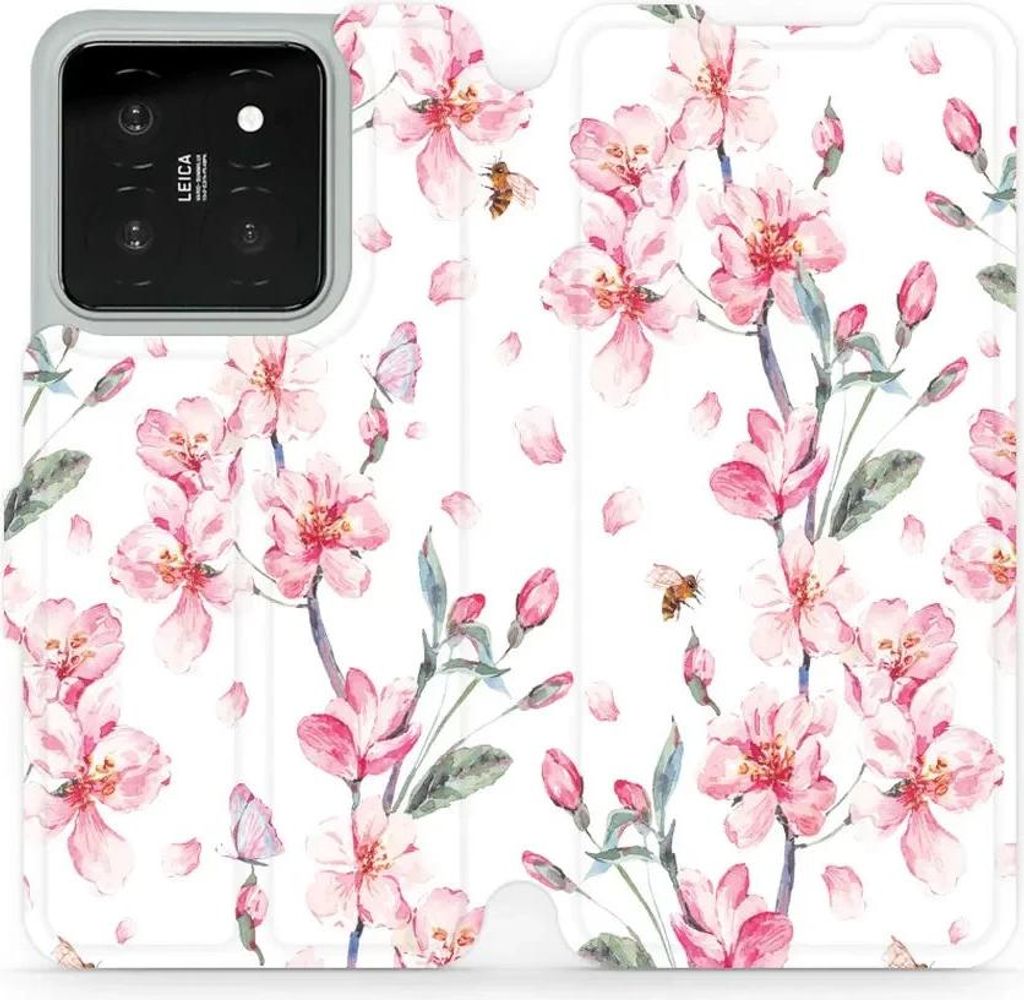 Handyhülle mit klappe für Xiaomi 14, Mobiwear Book, Rosa Frühling