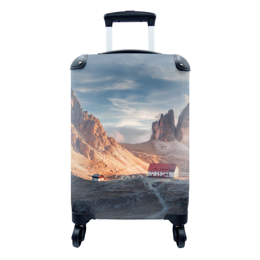 MuchoWow Koffer Handgepäck Trolley Rollkoffer Kleine Reisekoffer mit 4 Rollen - Haus - Berge - Landschaft - Cabin Size < 55x40x23 cm & 55x40x20 ...