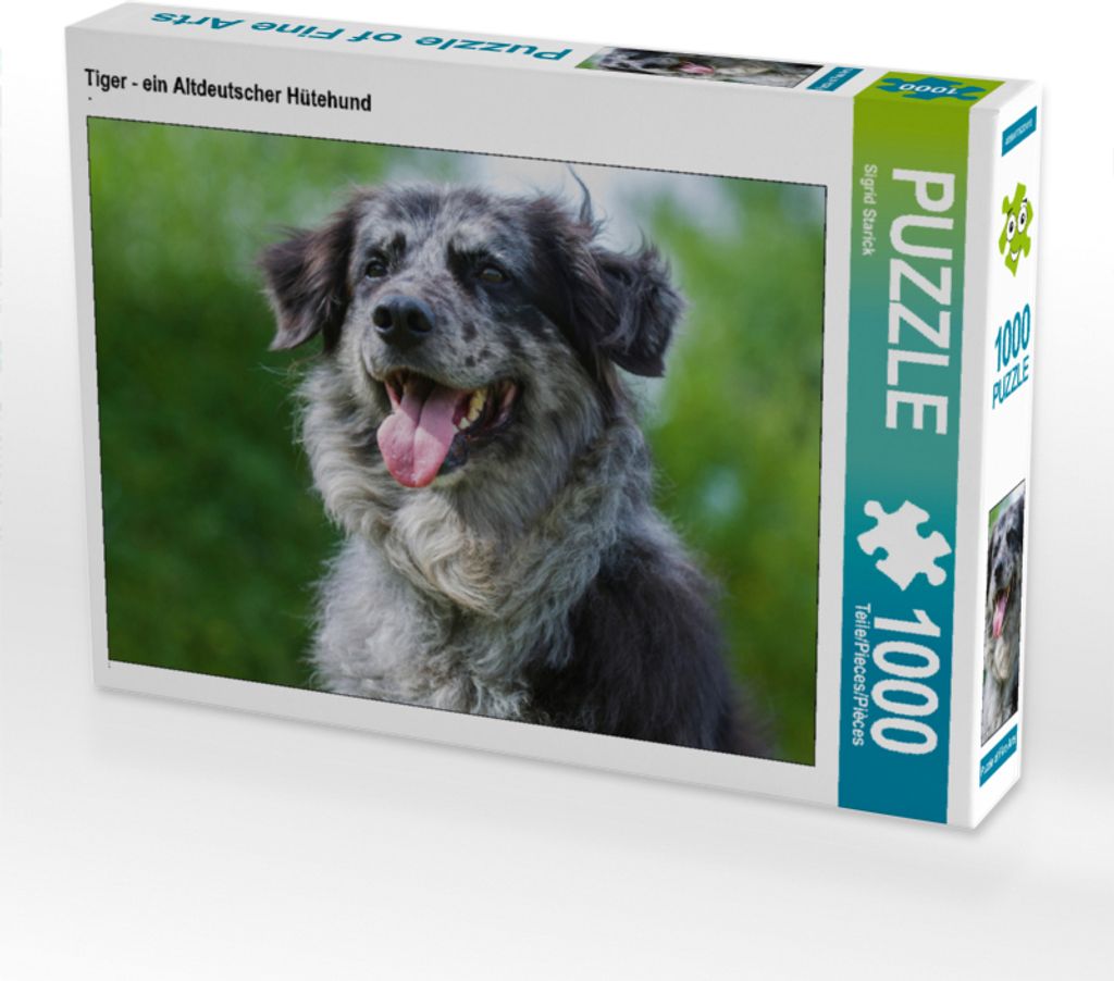 CALVENDO Puzzle Tiger - ein Altdeutscher Hütehund | 1000 Teile Lege-Größe 64x48cm Foto-Puzzle für glückliche Stunden