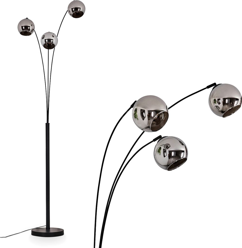 Cesaro Stehlampe aus Metall/Glas in Schwarz/Chromfarben