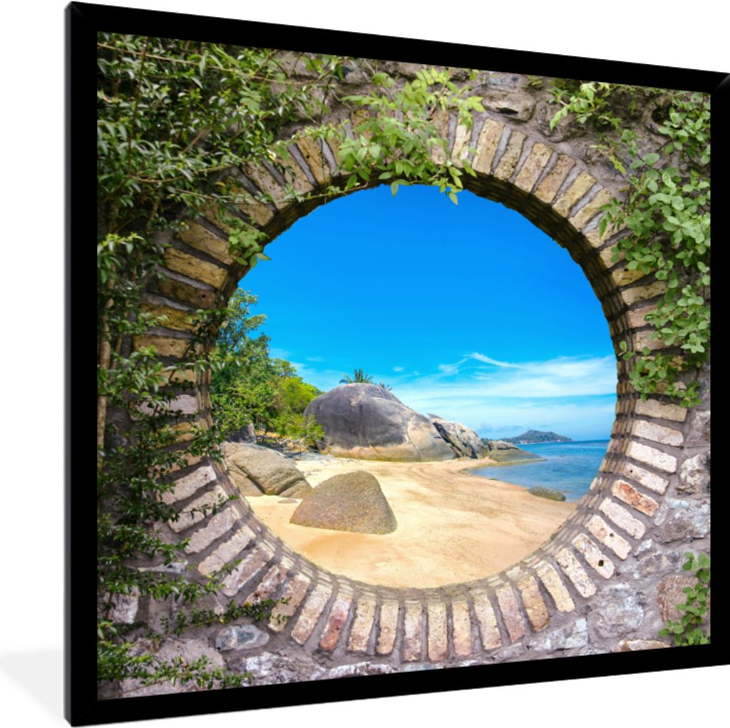 MuchoWow Gerahmtes Poster Sommer - Strand - Aussicht - Tropisch 40x40 cm - Poster mit Schwarzem Bilderrahmen Wandposter Rahmen Foto Bilder - Mit ...