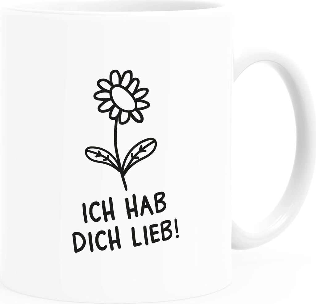 Kaffee-Tasse Blümchen mit Botschaft personalisierte Geschenke zum Muttertag Weihnachten Geburtstag Dankeschön SpecialMe Ich hab dich lieb! wei...
