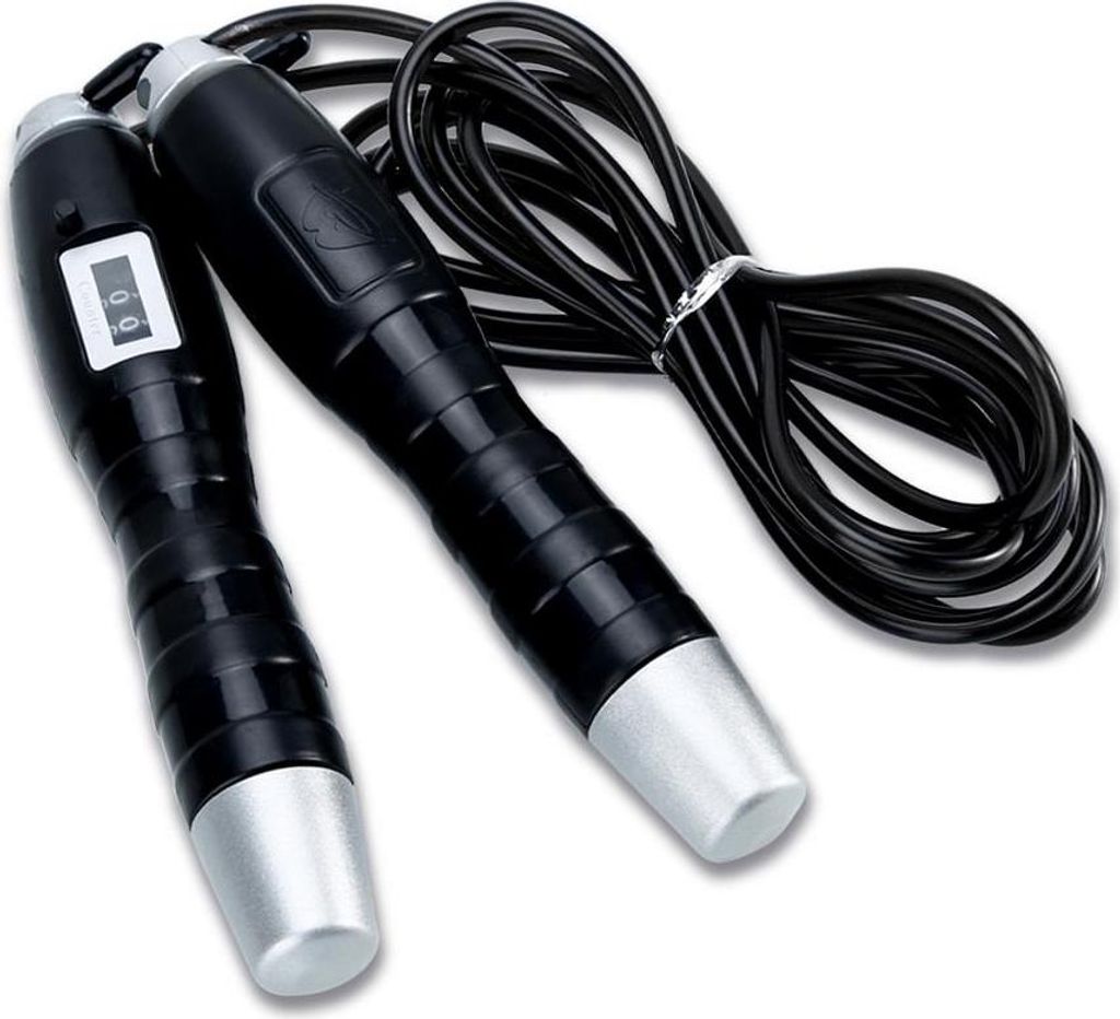 EmpireAthletics Stahl Springseil in SCHWARZ - Super Dünnes Komfortables Speed Rope Stahlseil mit Anti-Rutsch-Griffen und Zähler - Workout Trainin...