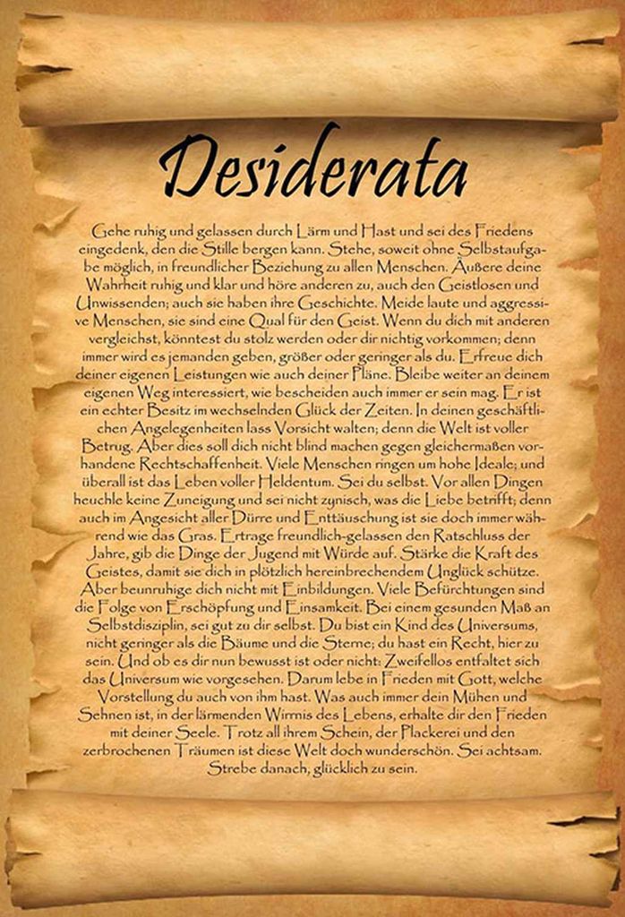 vianmo Holzschild 18x12 cm Desiderata Gedicht Max Ehrmann Dekoration