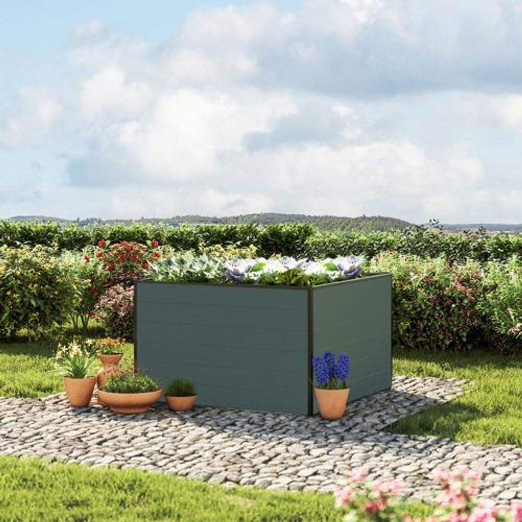 GFP Hochbeet Kräuter-Gemüse-Beet Aluminium CHRISTINA - 119x119x77cm - anthrazit