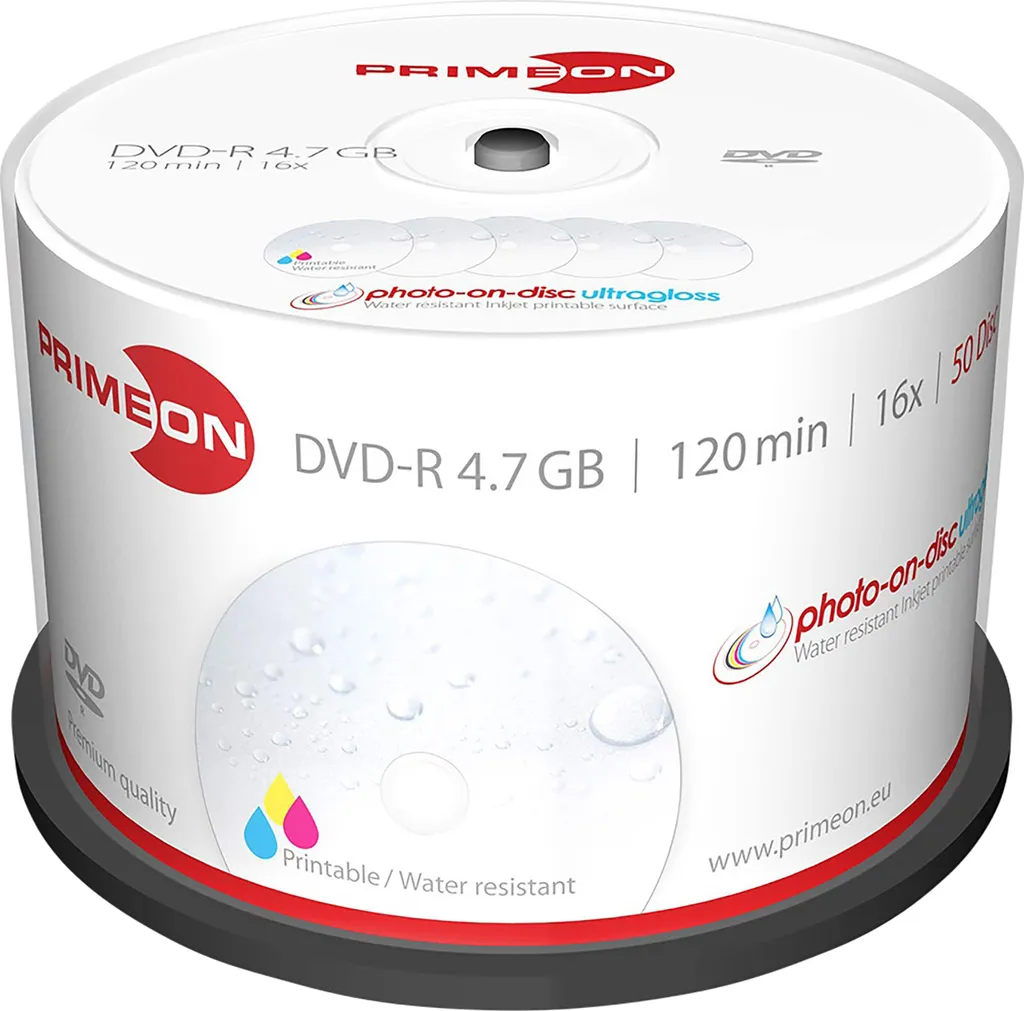DVD-R étanches et anti-bavures Primeon 4.7 GB surface brillante