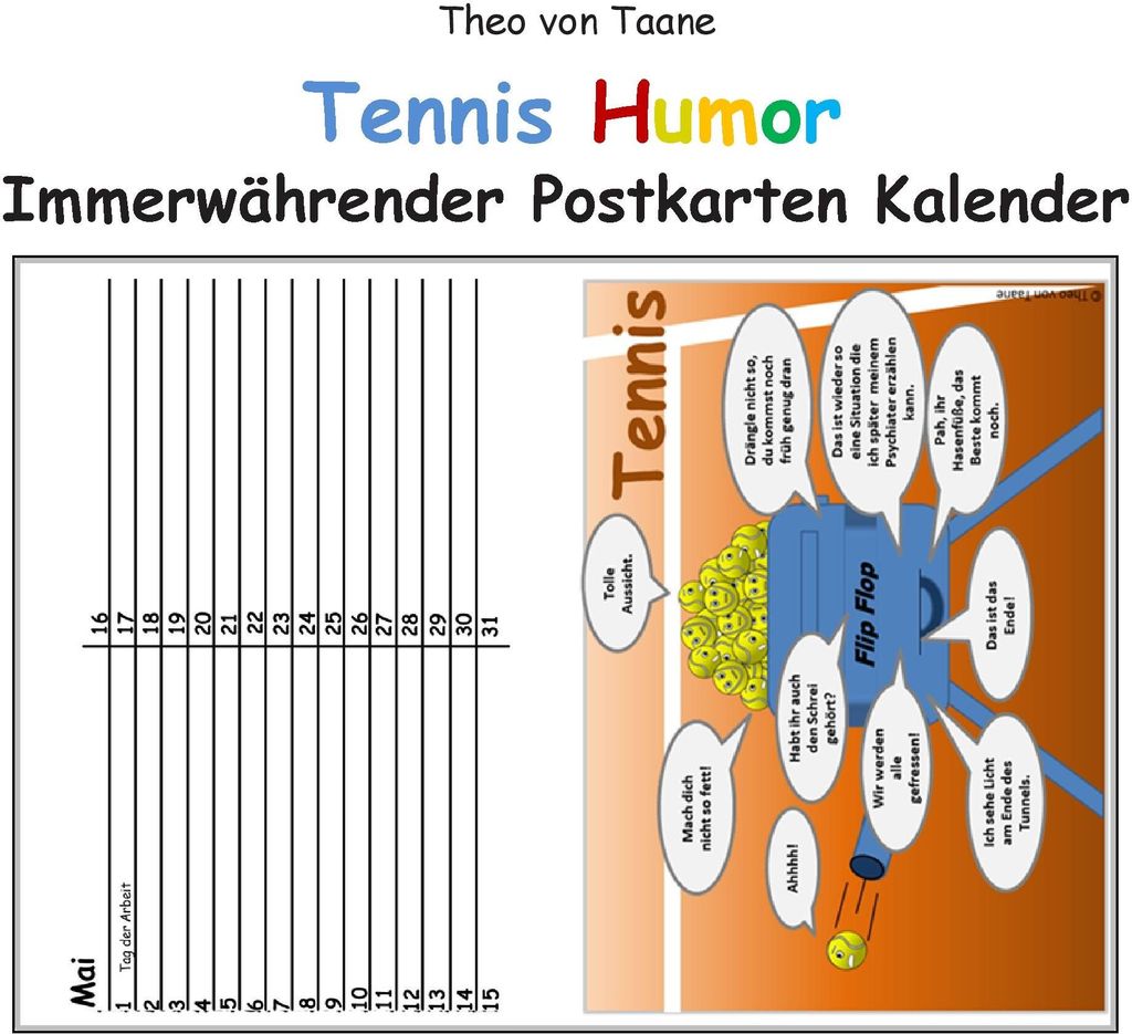 Immerwährender TENNIS Postkarten KALENDER (kartonierte Ausgabe)