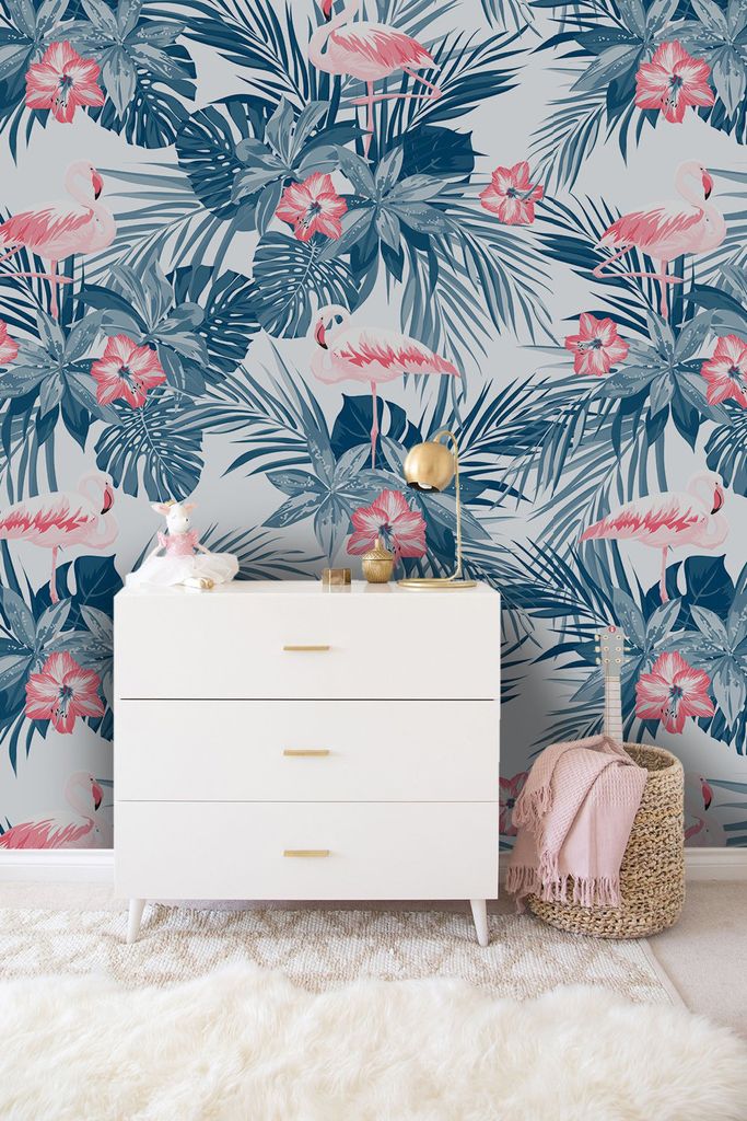 Coloray Fototapete 250x250 cm An Einer Wand Latex Latextapete - Indigo Flamingo Birdsphoto.