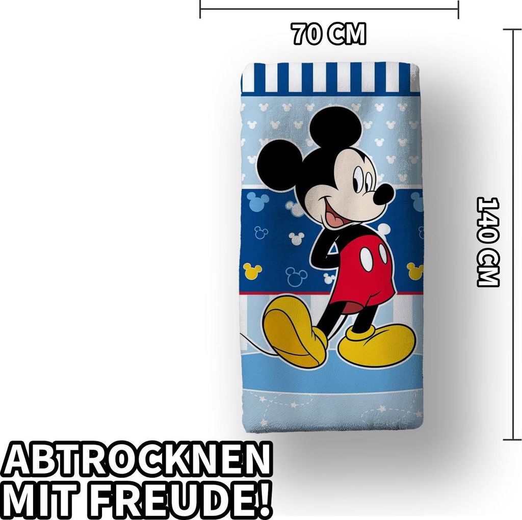 Jerry Fabrics Disney Mickey Maus Kinder Strandtuch Badetuch Blau-Weiß 70 x 140 cm 100% Baumwolle