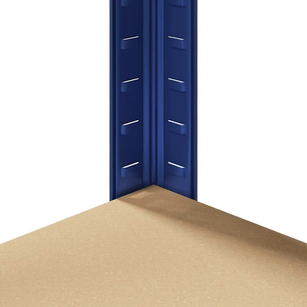 Meuble de rangement d'angle 5 tablettes Bleu Acier et Bois Composite - 10