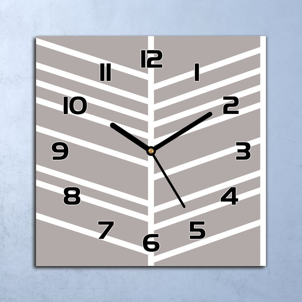Wanduhr Echt-Glas-Küchenuhr Fischgrätenmuster Quarz Lautlos 30x30 Deko Bilder