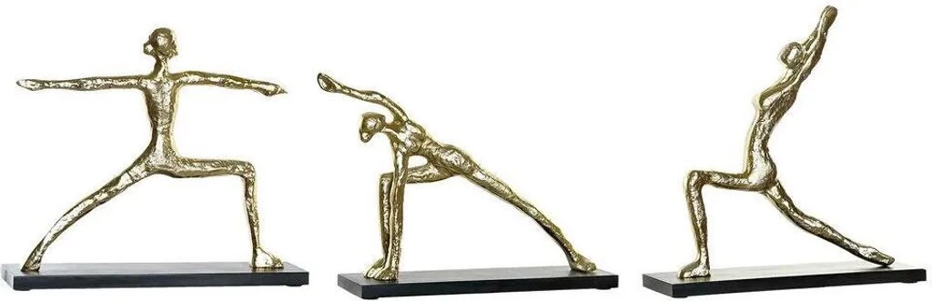 Figurine décorative DKD Home Decor noir or indien yoga (3 pièces) 35cm