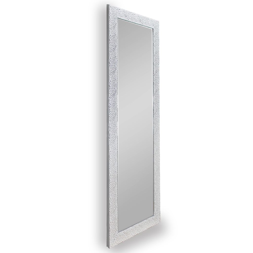 furnling Wandspiegel Vikna, mit Facettenrahmen in weiß-chrom aus MDF, rechteckiger Spiegel, 150 cm Höhe