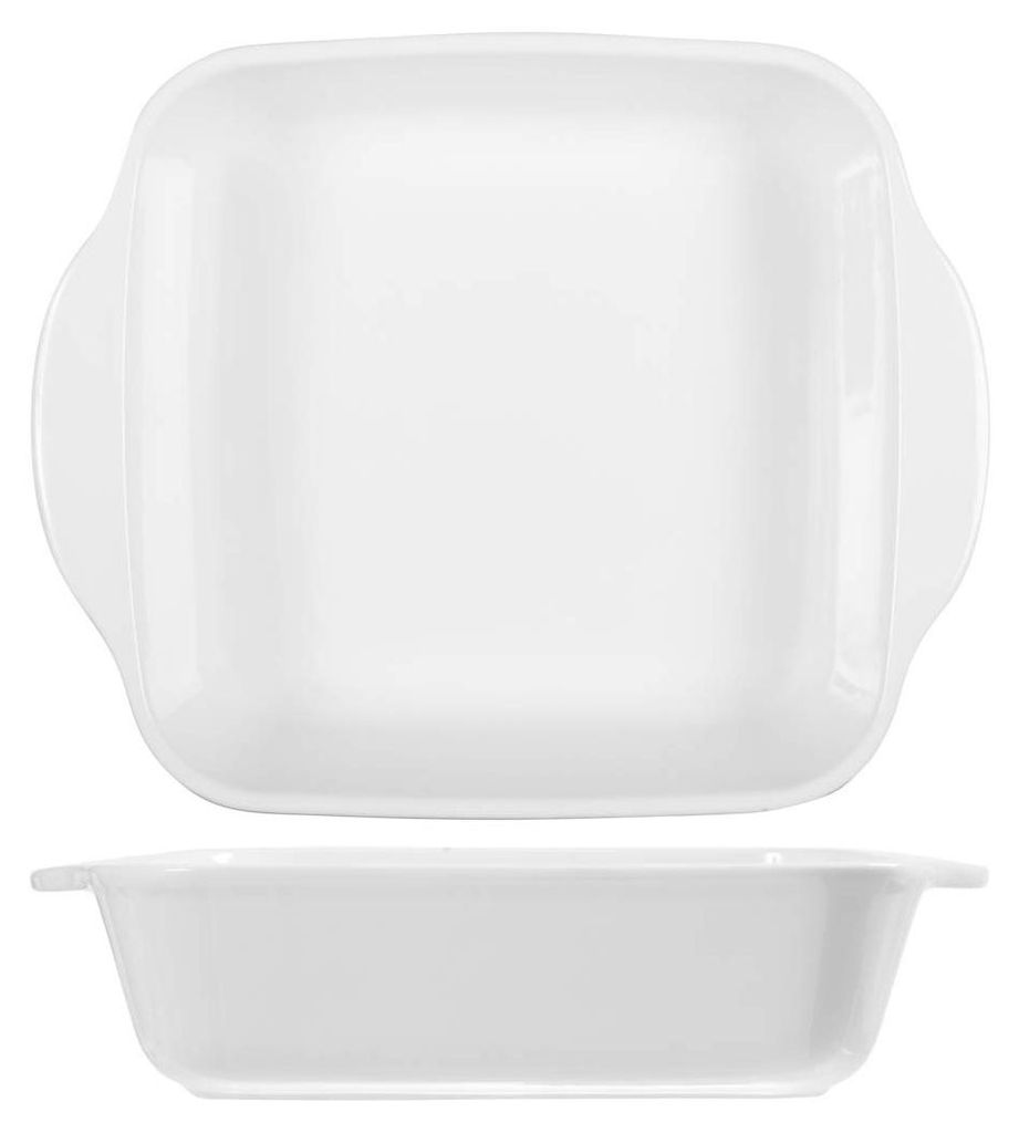 H&H weiße Auflaufform aus Porzellan, quadratisch, 22 cm