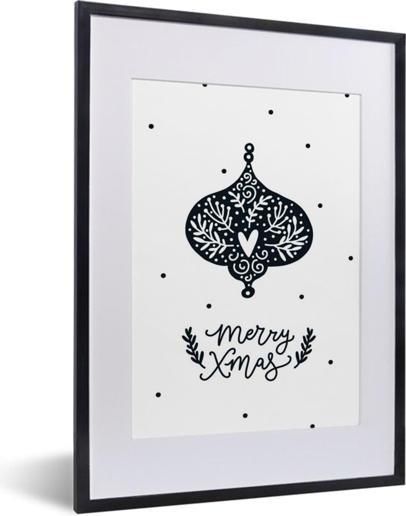 MuchoWow MuchoWow Gerahmtes Poster Weihnachten - Zitate - Schwarz - Weiß - Jungen - Mädchen - Baby 30x40 cm - Poster mit zchwarzem Bilderrahm...