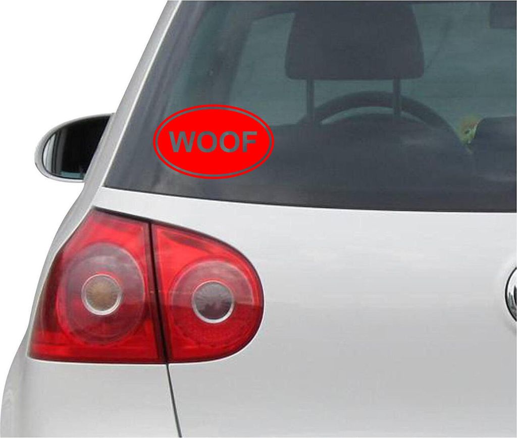 Aufkleber / Autoaufkleber - JDM - Die cut - WOOF Hund - Folie Auto Decal Sticker - rot - 139mm x88mm