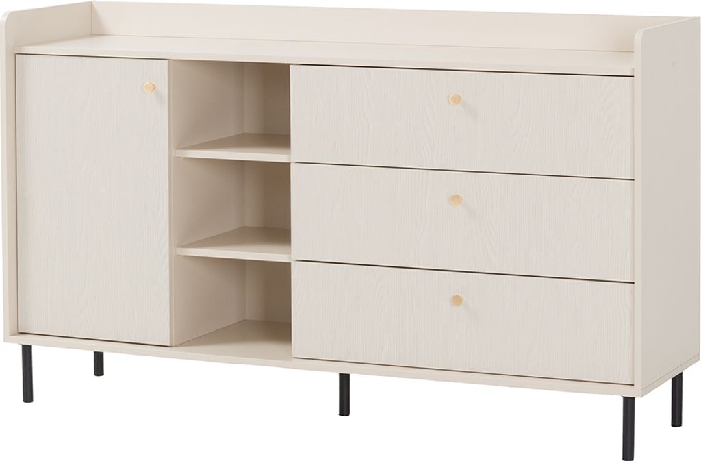 Wohnzimmer Sideboard 153cm Breite in sandbeige, 3 Schubladen - GORICA-133