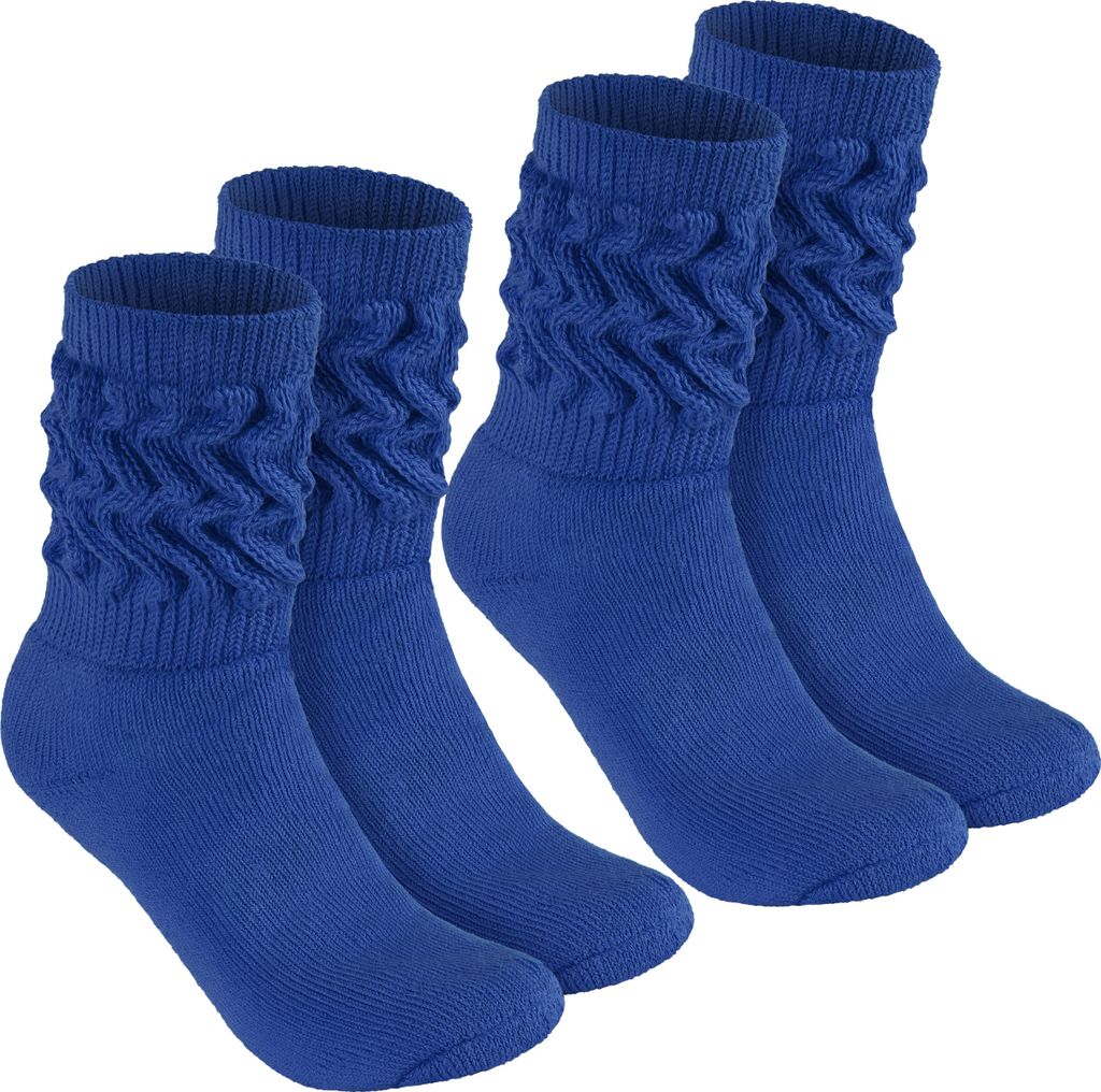 BRUBAKER Slouch Socken - Damen Schoppersocken für Fitness, Yoga und Workout - Sportsocken für Frauen, Blau, Größe 35-38, 2 Paar