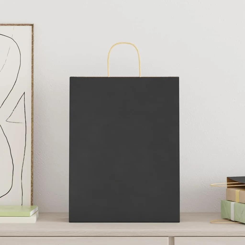 250 Sacchetti Carta Kraft vidaXL Neri 32x12x42 cm | Shopping Eco-friendly