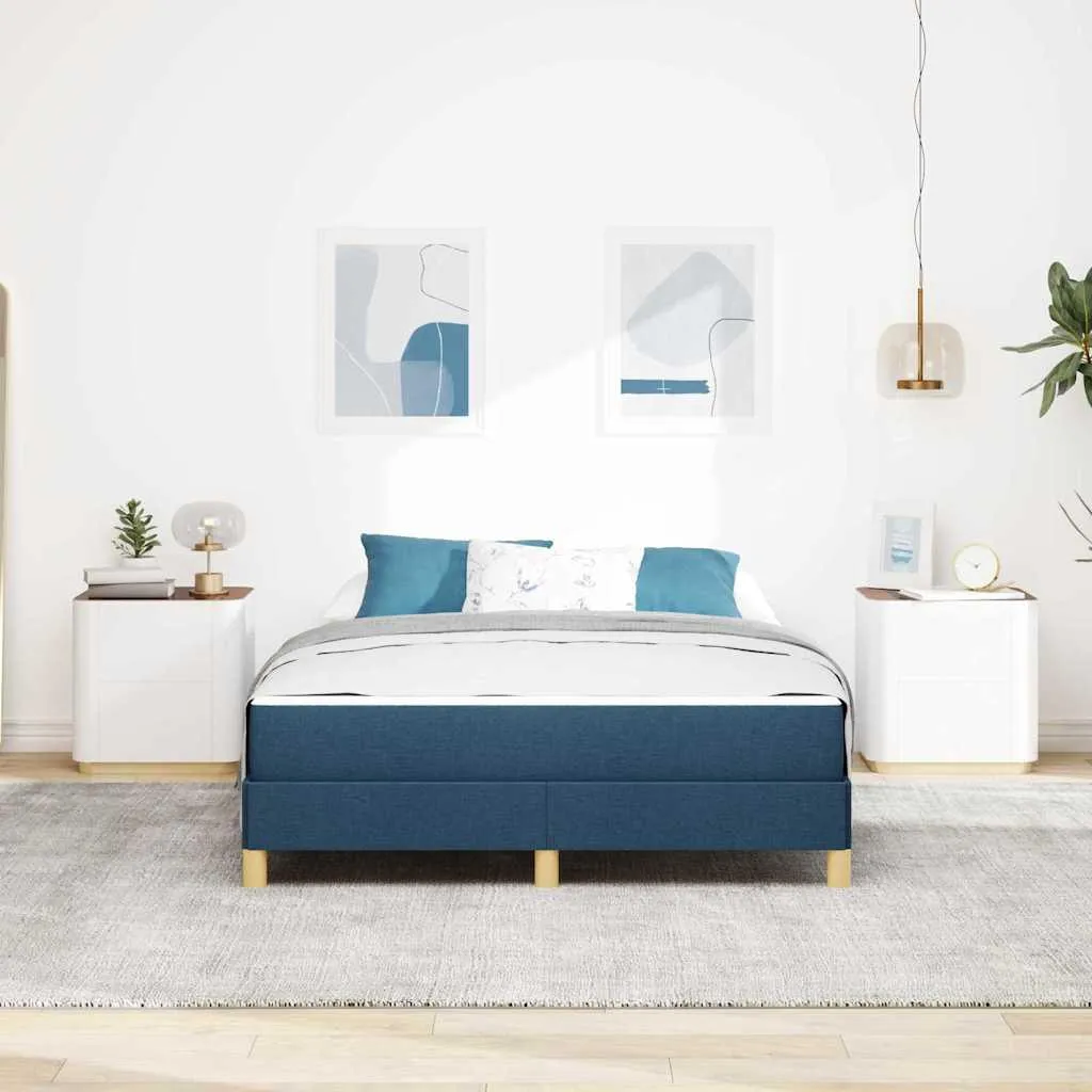 Lit Boxspring 140 x 190 cm matelas Bleu pour un sommeil de luxe tissu