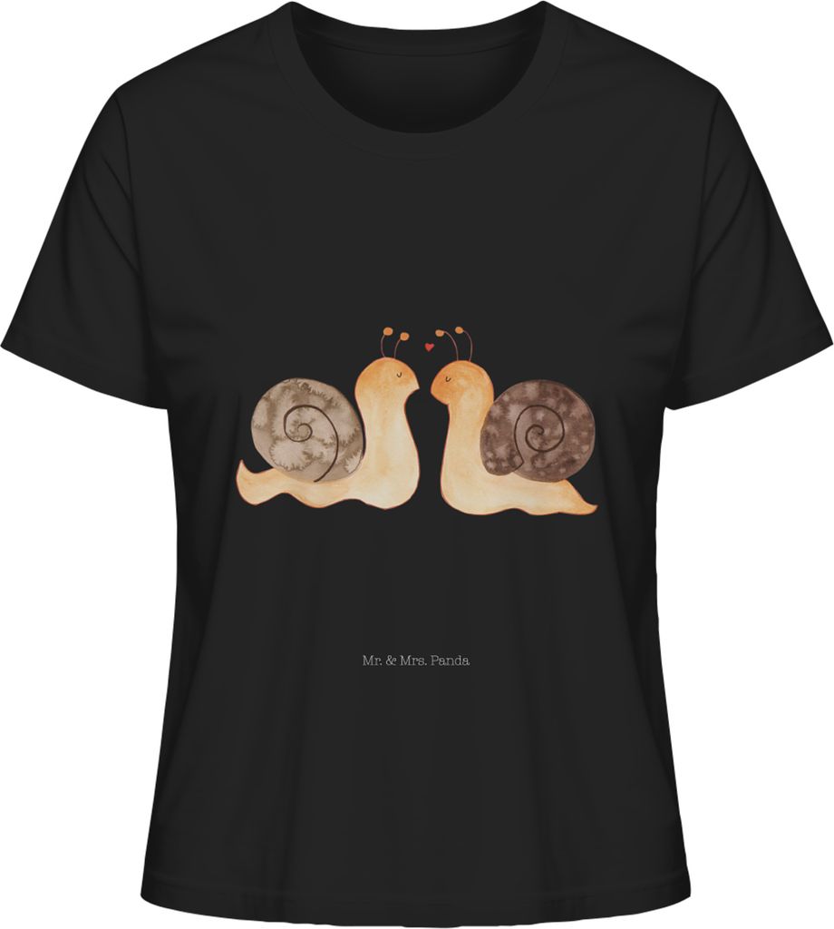Mr. & Mrs. Panda Damen T-Shirt Schnecken Liebe Größe XL - Schwarz - Geschenk, Verliebt, Paar, Basic, Große, Oberteil, Freundin, Shirt, Kurzarmsh...