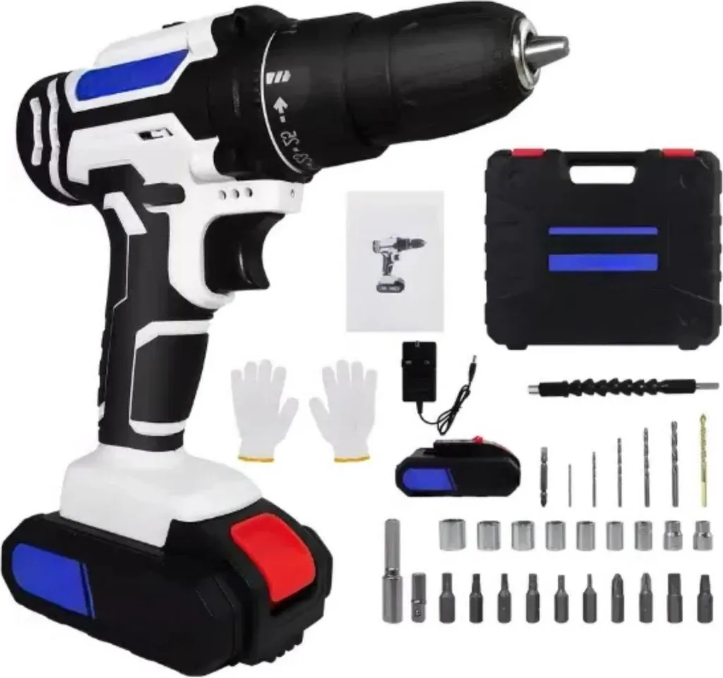 Accuboorboorset 21V - Elvo - Avvitatore elettrico - 2 velocità variabili - 25+1 coppie - Batteria agli ioni di litio e caricatore rapido