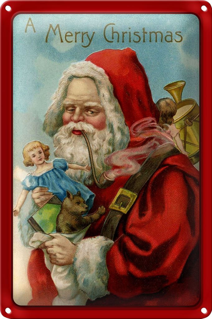 Blechschild Weihnachtsmanne Santa Fest 20x30cm