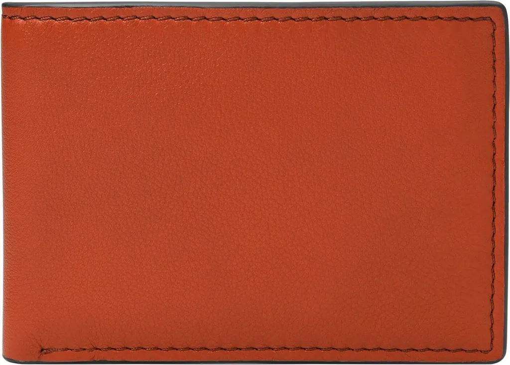 Portefeuille Bifold Homme en Cuir Steven Fossil Persimmon Orange