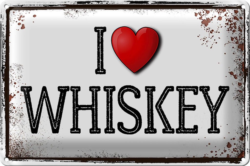 Blechschild 30x20cm i love Whiskey Wanddeko