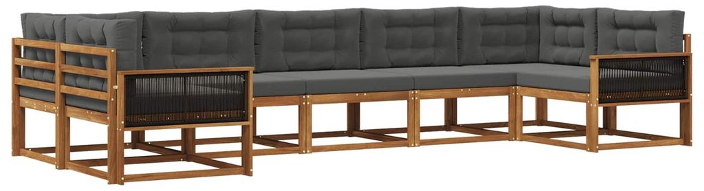 vidaXL Outdoor-Sofagarnitur mit Kissen 7 pcs Natur und Anthrazit