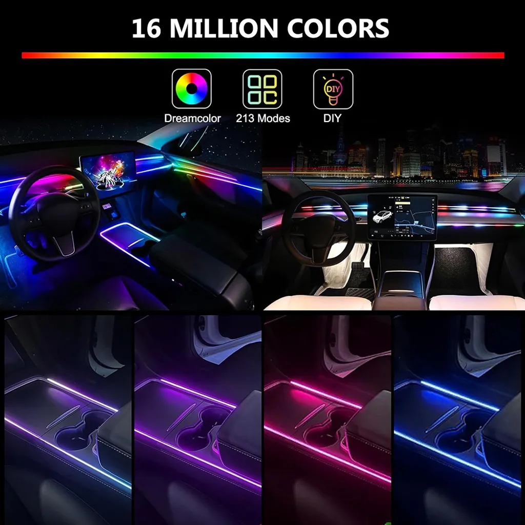 Kit Illuminazione Interna Auto LED RGB USB 5V - 110cm Accessori - 8