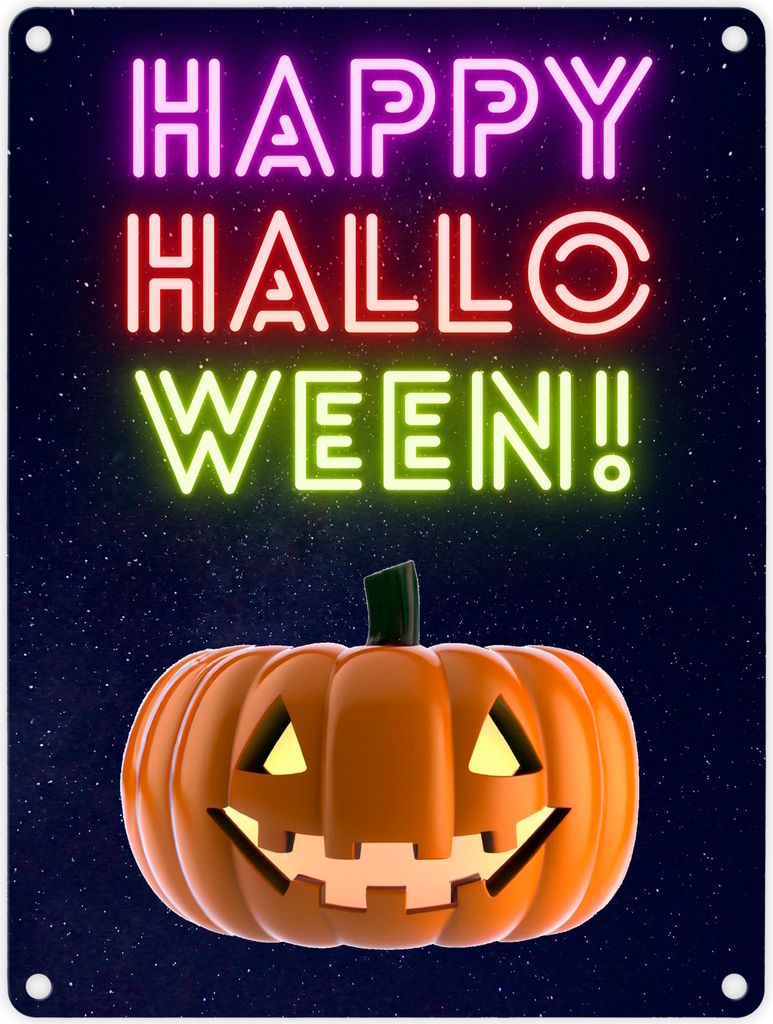 Happy Halloween Kürbis Metallschild in 15x20 cm