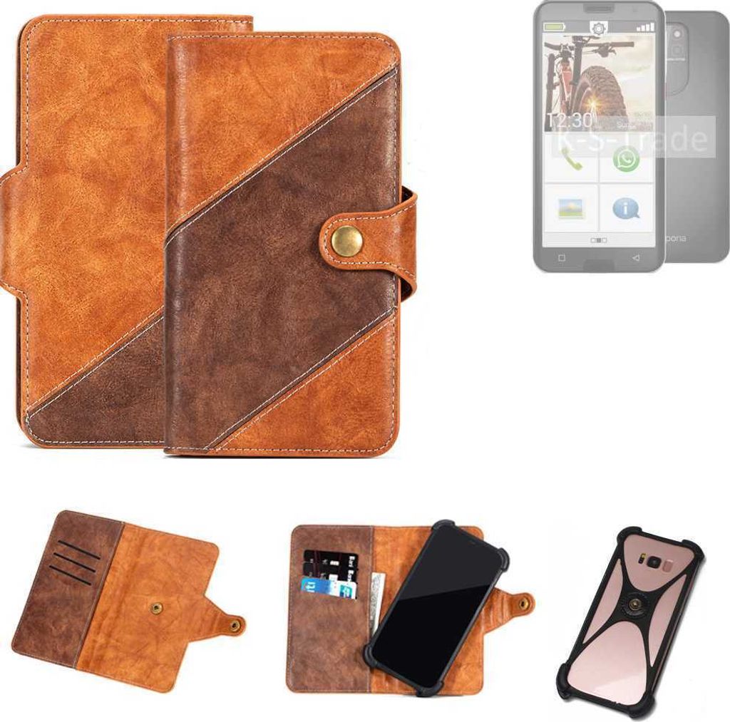 K-S-Trade Handyhülle Schutzhülle Bookstyle Case Wallet-Case kompatibel mit Emporia smart.5 Cover Klapphülle Kantenschutz Smartphone dunkelbraun